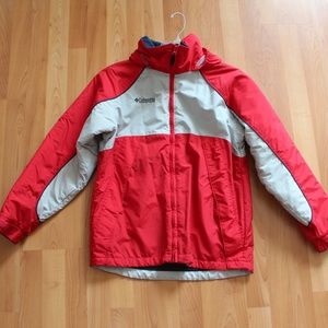 Columbia Kids Youth 14-16 Red Gray Winter Jacket